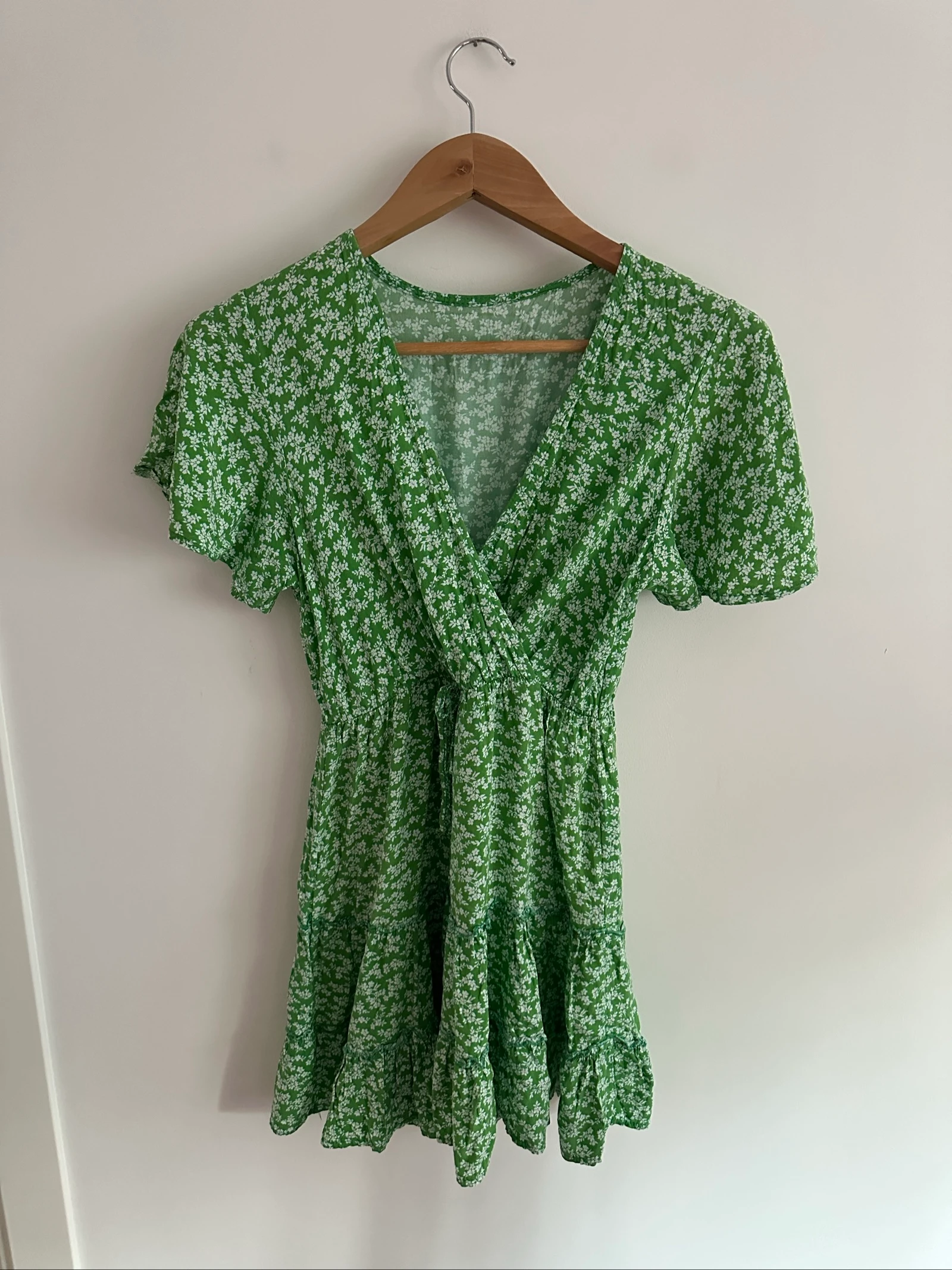 Vestido corto floral verde estilo Cottagecore / Boho talla M